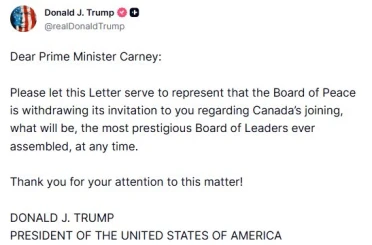 Trump, Kanada Başbakanı Carney’e yaptığı Gazze Barış Kurulu’na katılım davetini geri çekti 