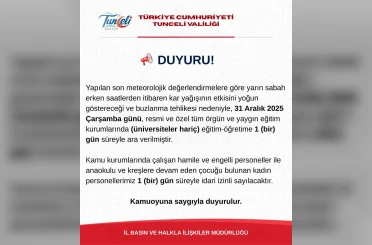 Tunceli’de eğitime 1 gün ara verildi 