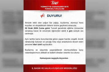 Tunceli’de eğitime 1 gün daha ara verildi 