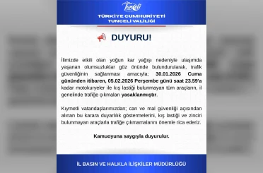 Tunceli’de motokuryeler ve kış lastiği olmayan araçların trafiğe çıkışı yasaklandı 