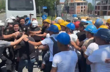 Ücretlerini alamadıklarını iddia eden madenciler, firmanın Tekirdağ’daki ofise yürüdü 