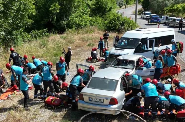 UMKE ekiplerinden kaza tatbikatı 