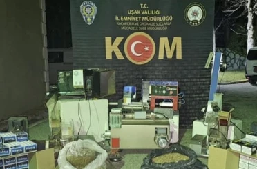 Uşak’ta çok sayıda kaçak makaron ve tütün ele geçirildi 