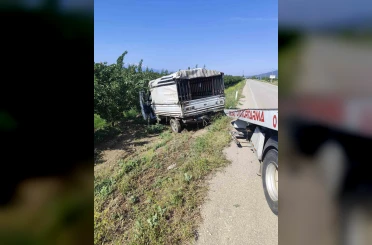 Yalvaç yolunda hayvan nakil kamyoneti kayısı bahçesine daldı: 1 yaralı 