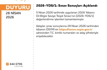 YDS sonuçları açıklandı 