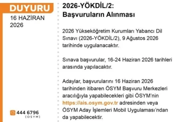 YÖKDİL başvuruları başladı 