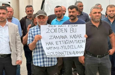 Yozgat’ta 4 aydır maaşlarını alamadıklarını ileri süren maden işçileri işvereni protesto etti 