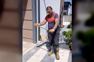 Yozgat’ta evin bahçesine giren yılan doğaya bırakıldı 