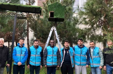 Yurt öğrencileri kuşlar için ev yaptılar 