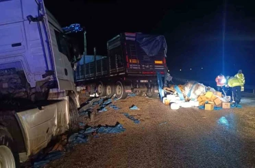 Zirai gübre yüklü tır devrildi: 1 yaralı 