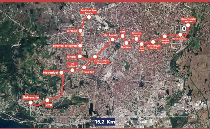 Bakan Uraloğlu: "15,2 kilometre uzunluğundaki Adapazarı-Serdivan Tramvay Hattımızı 19 istasyonla hizmete sunacağız"
