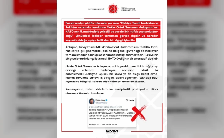 DMM: "Mekke Ortak Savunma Anlaşması’nın NATO’nun 5. maddesiyle çeliştiği iddiaları tamamen gerçek dışı" 