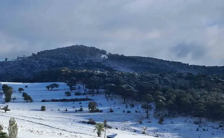 Eskişehir’in yüksek kesimlerine kar yağdı
