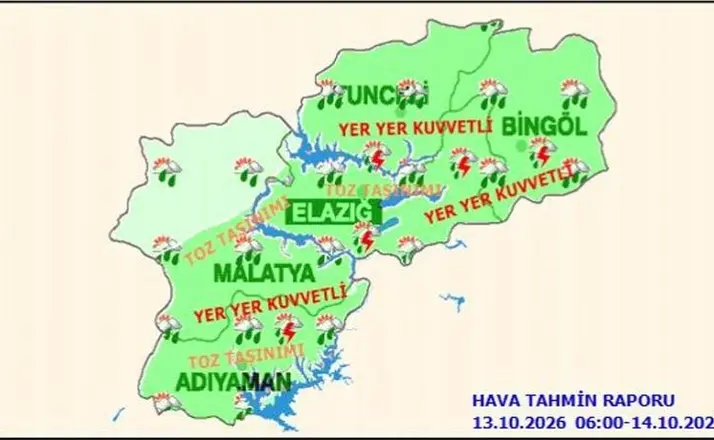 Tunceli için kuvvetli yağış uyarısı
