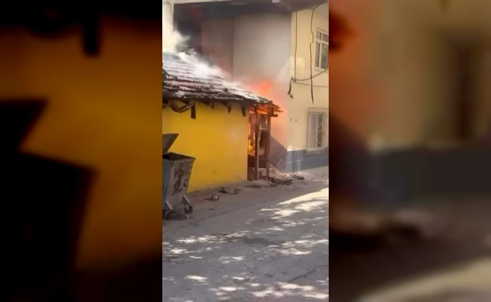 Yangına vatandaş müdahalesi kamerada 
