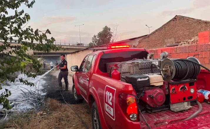 Yerleşim yerlerine yakın bölgede çıkan yangın korkuttu
