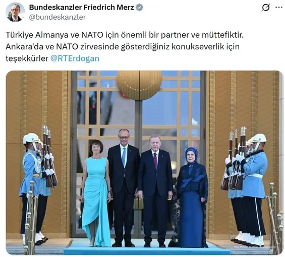 Almanya Şansölyesi Friedrich Merz’den Türkçe teşekkür paylaşımı
