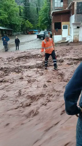 Artvin’de sağanak sonrası dereler taştı
