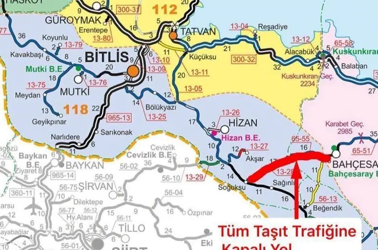 Bahçesaray-Hizan yolu geçici olarak ulaşıma kapatıldı

