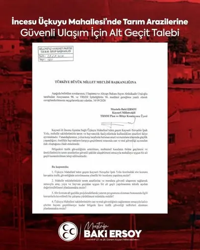Baki Ersoy’dan güvenli ulaşım talebi
