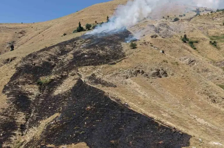 Bitlis’te çıkan örtü yangını itfaiye ve köylüler tarafından söndürüldü
