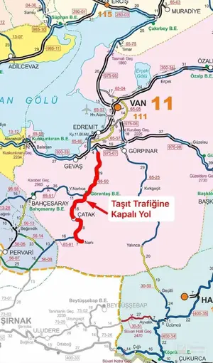 Çatak yolu araç trafiğine kapatıldı
