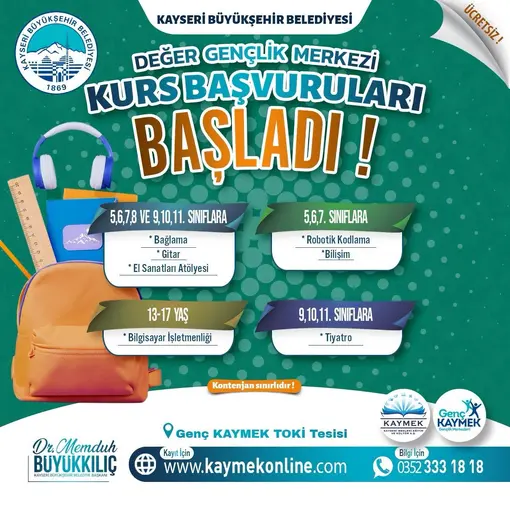 Değer Gençlik Merkezi’nde kurs başvuruları başladı

