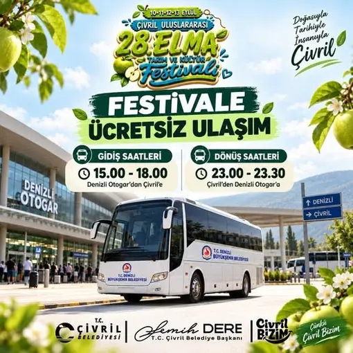 Denizli’den Çivril Elma Festivaline ücretsiz ulaşım sağlanacak
