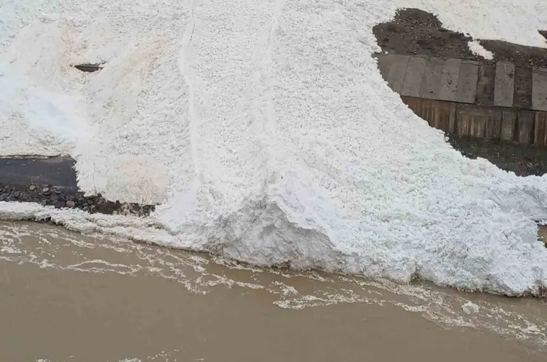 Hakkâri’de çığ: Zap Suyu’nun önünü kesti
