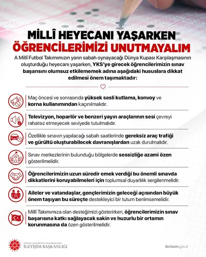 İletişim Başkanlığı’ndan YKS öncesi milli maçı uyarısı
