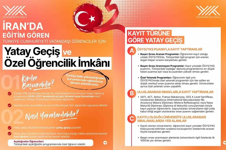 İran’daki Türk öğrencilere eğitimlerini Türkiye’de sürdürme imkanı
