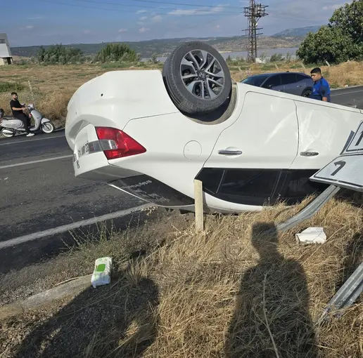 Kontrolden çıkan otomobil takla attı; 1 yaralı
