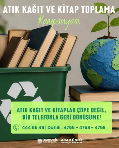 Marmaris’te atık kağıt ve kitaplar geri dönüşüme kazandırılıyor

