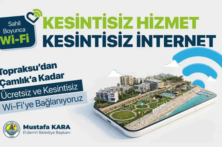 Mersin’de 7 kilometrelik sahil hattında ücretsiz internet dönemi
