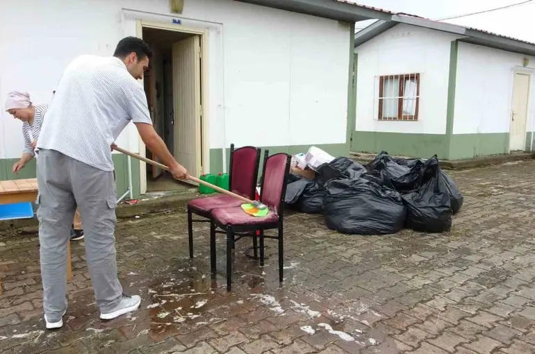 Mevsimlik fındık işçilerinin kalacağı geçici konaklama merkezinde hazırlıklar başladı
