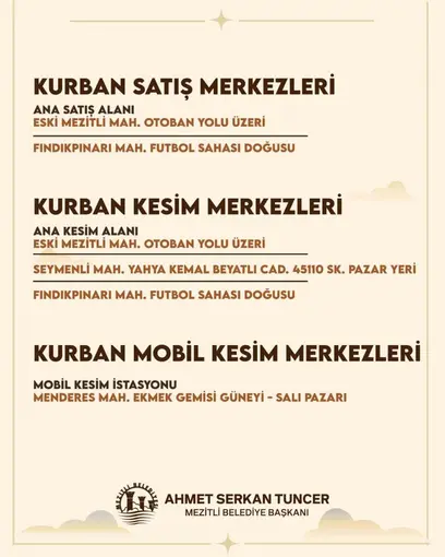 Mezitli’de kurban kesim ve satış noktaları belirlendi

