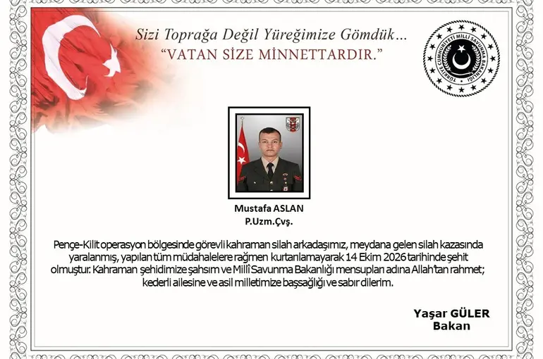 MSB: "Piyade uzman çavuş Mustafa Aslan şehit oldu"
