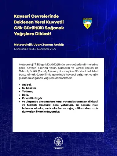 Niğde için kuvvetli yağış uyarısı
