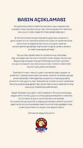 Şahin Sucukları’ndan usulsüzlük iddialarına açıklama: "Süreç titizlikle takip ediliyor"
