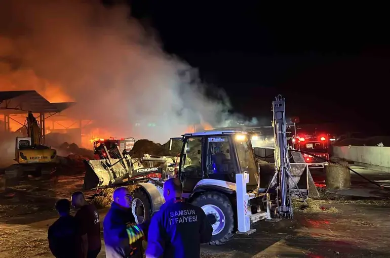 Samsun’da saman deposu alevlere teslim oldu
