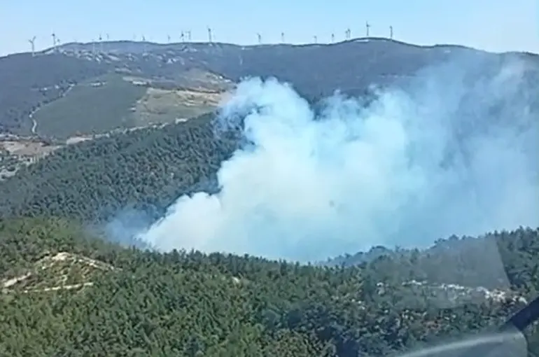 Soma’daki orman yangınına havadan ve karadan müdahale başladı
