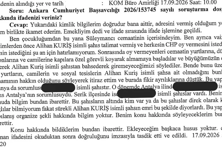 Tanıklardan Kuriş suç örgütü hakkında çarpıcı beyan: CHP’ye oy vermediği için camiye ve yurda alınmadı
