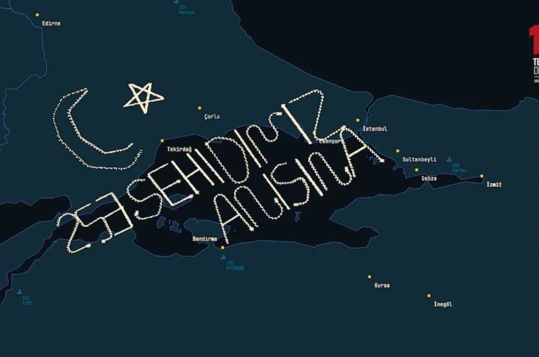 15 Temmuz şehitleri anısına İHA’lardan 253 kilometrelik rotada ay-yıldızlı radar izi