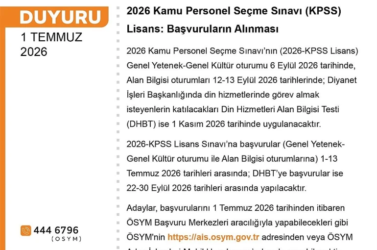 2026 Lisans KPSS başvuruları başladı