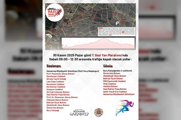 7. Gazi Yarı Maratonu nedeniyle kent merkezinde bazı yollar trafiğe kapatılacak