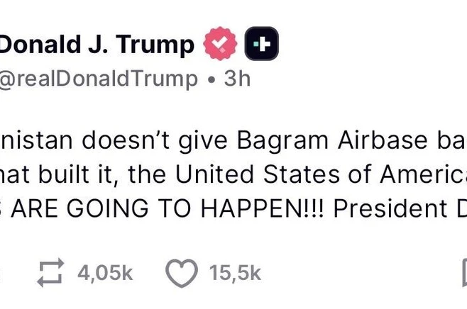 ABD Başkanı Trump’tan Afganistan’a tehdit: "Bagram Hava Üssü’nü bize geri vermezlerse kötü şeyler olacak"
