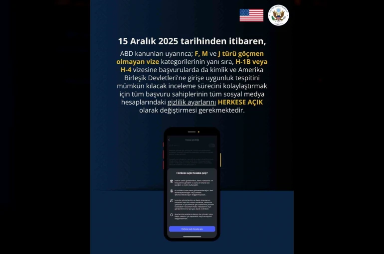 ABD Büyükelçiliği: "Vize başvurusu yapacak kişilerin sosyal medya hesaplarını herkese açık hale getirmesi gerekiyor"