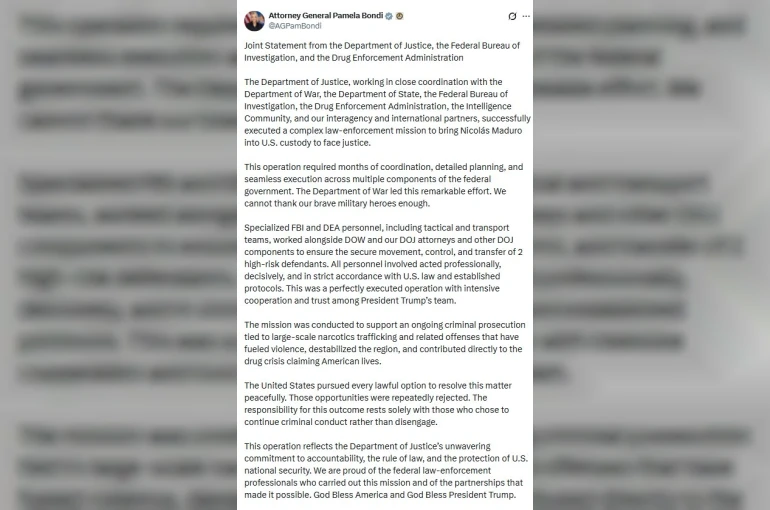 ABD’den Maduro operasyonu açıklaması: "Sonucun sorumluluğu suç faaliyetlerini sürdürmeyi tercih edenlere aittir"