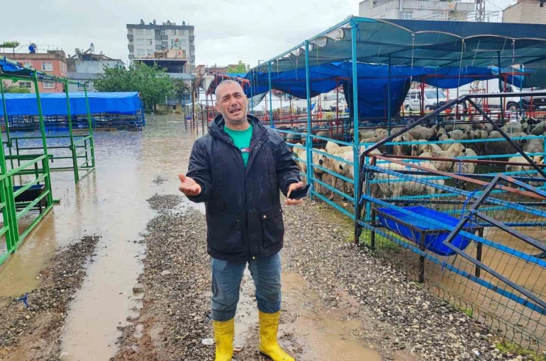 Adana’da kurban pazarını sel vurdu, besici gözyaşlarına boğuldu 