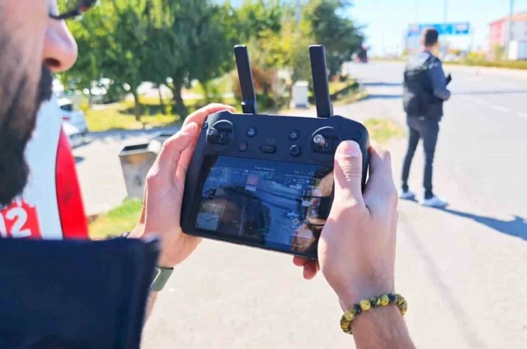 Aksaray’da dron destekli kırmızı ışık denetimi